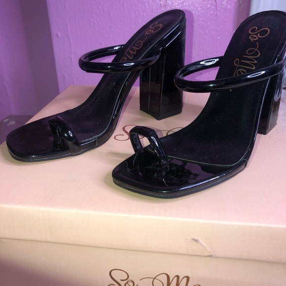 So Me Shoes | Jet Black Block Heels | Color: Black | Size: 7 | Tabarajay's Closet
